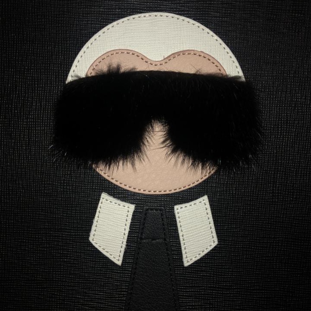 Fendi Karlito Pouch Studded Saffiano Clutch